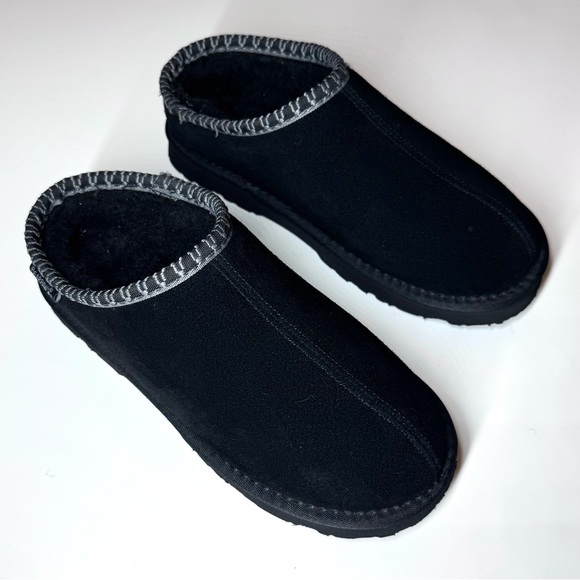 Bearpaw Womens Tabitha Cow Suede Black Slippers Size- 9 - Picture 1 of 11